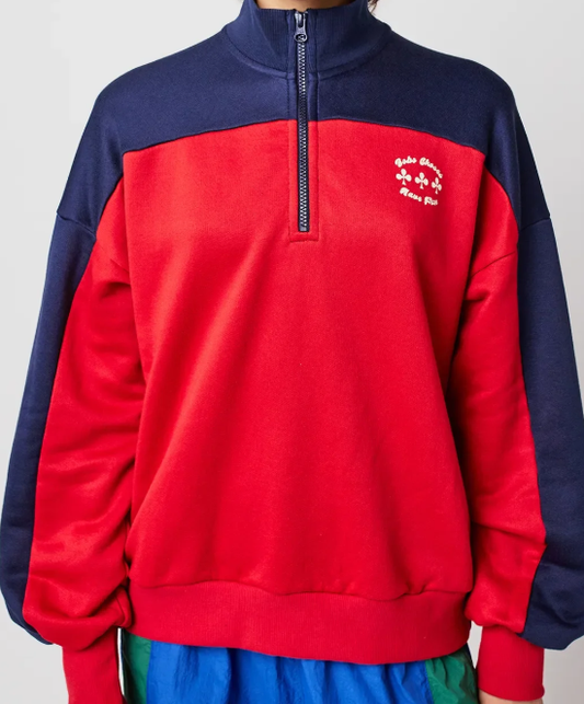 Half zip color block sweatshirt RED B225AD021