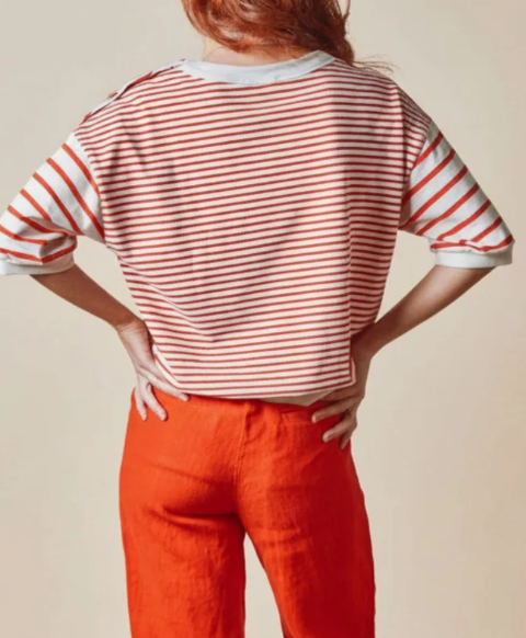 SWEAT MARINIERE MC IDA-DORI MARIN ROUGE