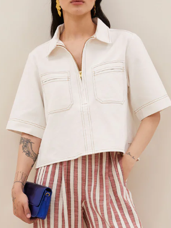 Philipe Twill Top Cloud White