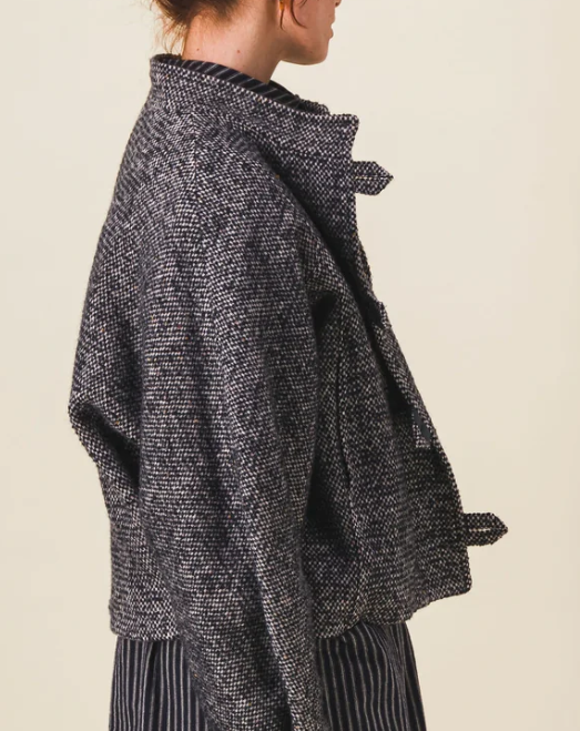 VESTE JAGGER LAINAGE NATTE MARINE ECRU