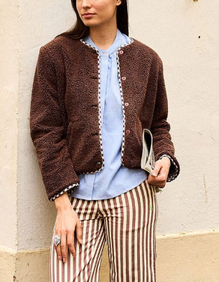 VESTE FEMME SHERPA VICHY H25WV21 MARRON