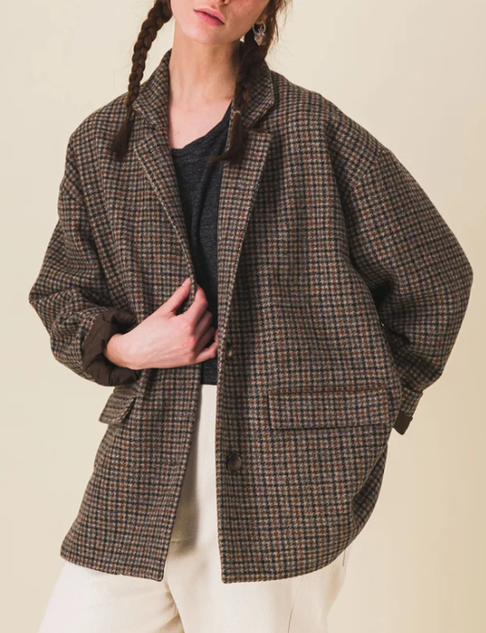 MANTEAU LENNY LAINAGE CARREAUX CHATAIGNE